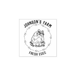 Farm Name, Hen   Fresh Eggs   Egg Carton Stamp