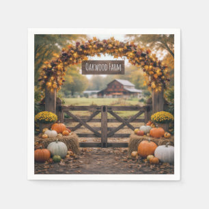 Farm Name on Autumn Gate Napkin