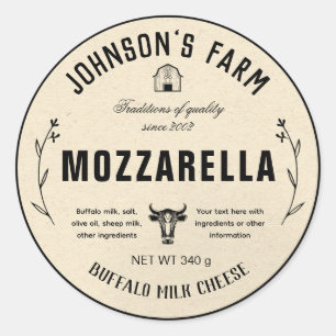 Farm Name   Wreath   Cow Milk Cheese   Vintage   Classic Round Sticker