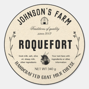 Farm Name   Wreath   Goat Milk Cheese   Vintage   Classic Round Sticker