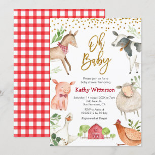 Farm oh baby baby shower invitation