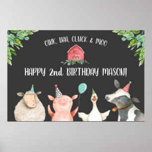 Farm Old MacDonald Barnyard Red Animals Welcome Poster