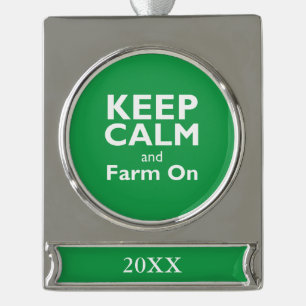 Farm On Silver Plated Banner Ornament