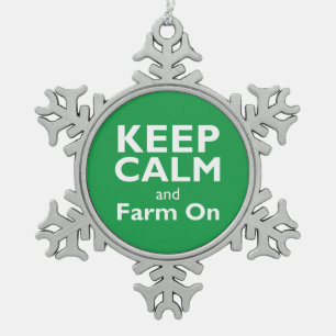 Farm On Snowflake Pewter Christmas Ornament