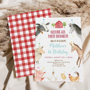Farm Party Animal Birthday Invitation