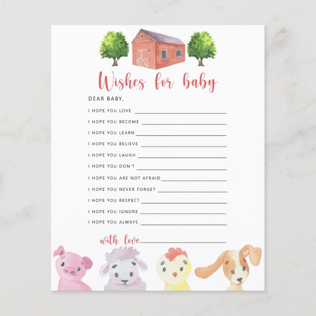 Farm - Party game | wishes for baby (Front)