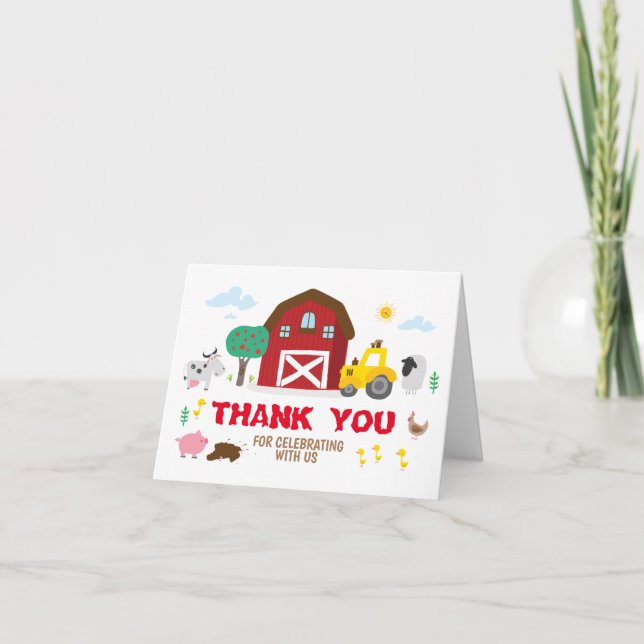 Farm party thank you, barn party thank you card (Front)