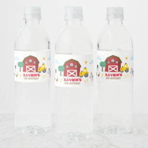Farm party water bottle label, barnyard water bottle label