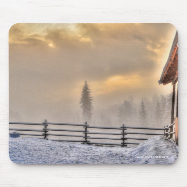 Farm Pastures in Winter Snow Mouse Mat (Front)
