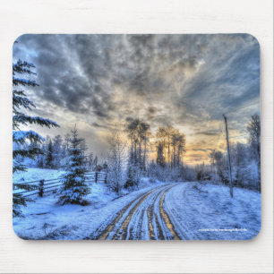 Farm Pastures in Winter Snow Mouse Mat