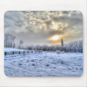 Farm Pastures in Winter Snow Mouse Mat