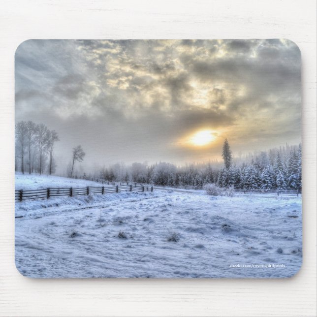 Farm Pastures in Winter Snow Mouse Mat (Front)