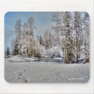 Farm Pastures in Winter Snow Mouse Mat