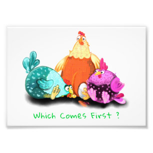 Farm Photo Print Chickens Waiting Egg To Hatch