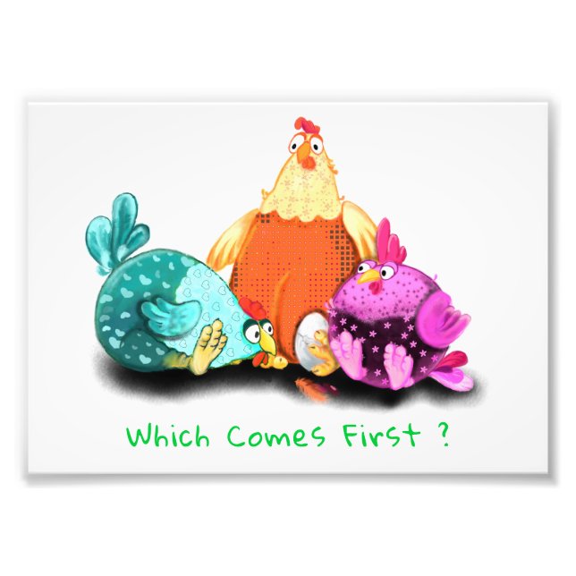 Farm Photo Print Chickens Waiting Egg To Hatch (Front)