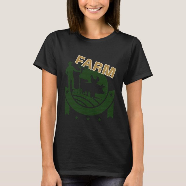 Farm Pig America Cow Farmer barn Chicken Field Rib T-Shirt (Front)