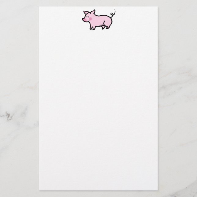 Farm Pig Note Sheet – Minimal Style Stationery (Front)