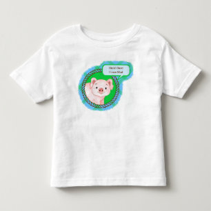 Farm pig piglet gingham blue green with quote todd toddler T-Shirt
