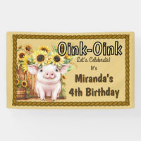 Farm Pig Sunflowers Barnyard 4th Birthday