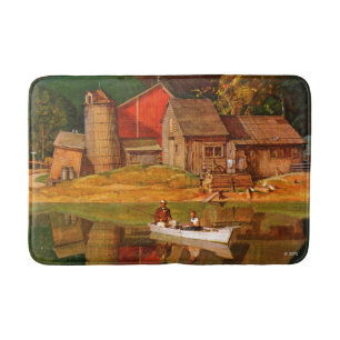 Farm Pond Landscape by Mead Schaeffer Bath Mat