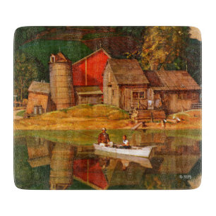Farm Pond Landscape by Mead Schaeffer Cutting Board
