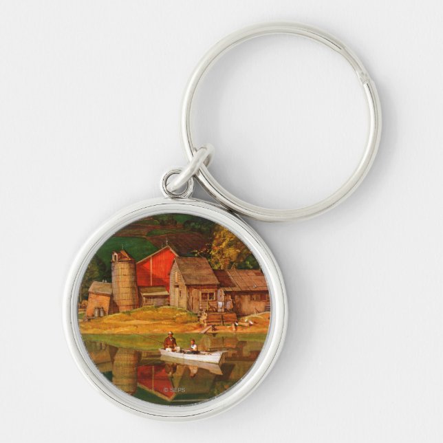 Farm Pond Landscape by Mead Schaeffer Key Ring (Front)