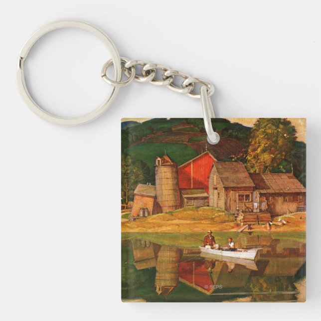 Farm Pond Landscape by Mead Schaeffer Key Ring (Front)