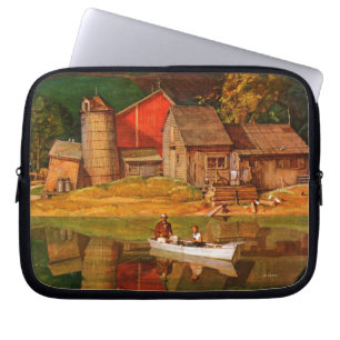 Farm Pond Landscape by Mead Schaeffer Laptop Sleeve