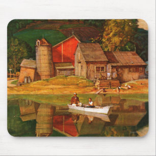 Farm Pond Landscape by Mead Schaeffer Mouse Mat