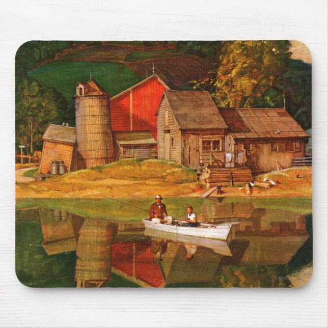 Farm Pond Landscape by Mead Schaeffer Mouse Mat (Front)