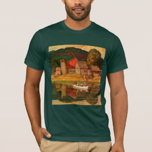 Farm Pond Landscape by Mead Schaeffer T-Shirt