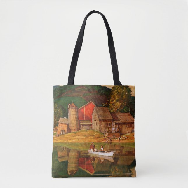 Farm Pond Landscape by Mead Schaeffer Tote Bag (Front)