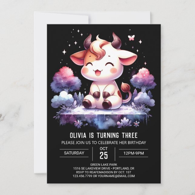 Farm Printable Cow Birthday Invitation (Front)