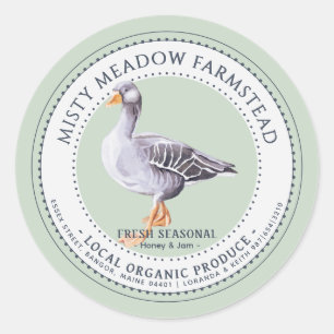 Farm Product Label Watercolor Goose Vintage Green