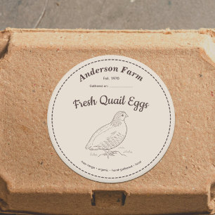 Farm Quail Eggs Label Brown Sticker