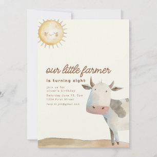 Farm Ranch Themed Birthday Invite with Cow
