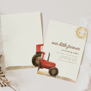 Farm Ranch Themed Birthday Invite with Tractor
