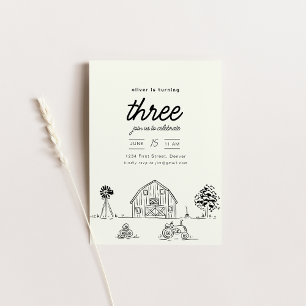 Farm Ranch Tractor Birthday Party Invite