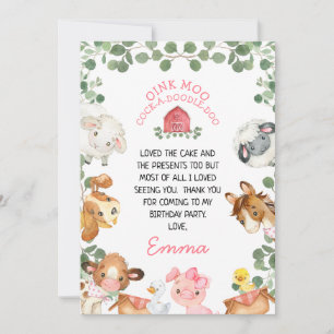 Farm Red Barn Foliage Birthday Thank You Card