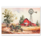 Farm Red Barn Tractor Landscape