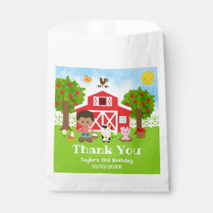 Farm Red Birthday African American Boy Thank You Favour Bags