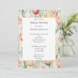 Farm Red Yellow Tulip Flowers Bridal Shower Invitation