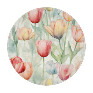 Farm Red Yellow Tulip Flowers  Cutting Board