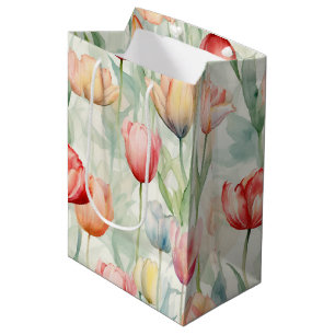 Farm Red Yellow Tulip Flowers Medium Gift Bag