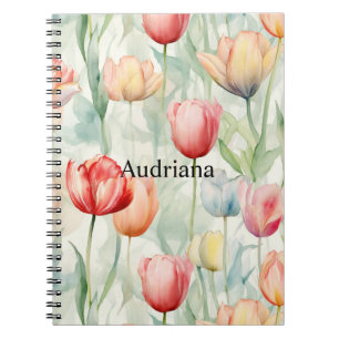 Farm Red Yellow Tulip Flowers  Notebook