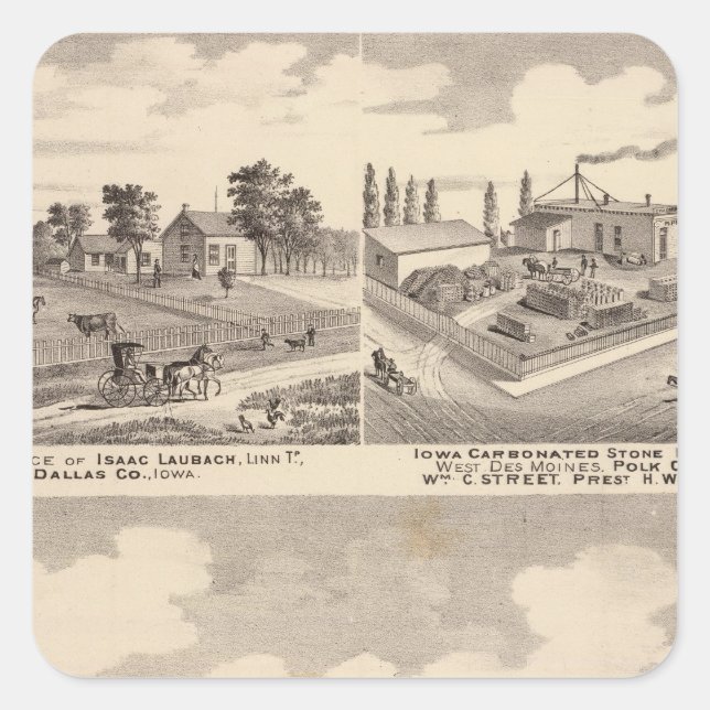 Farm, residences & pipe works square sticker (Front)