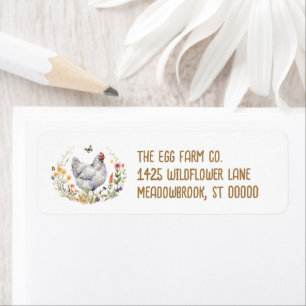 Farm Return Address Label Grey Hen Wildflower