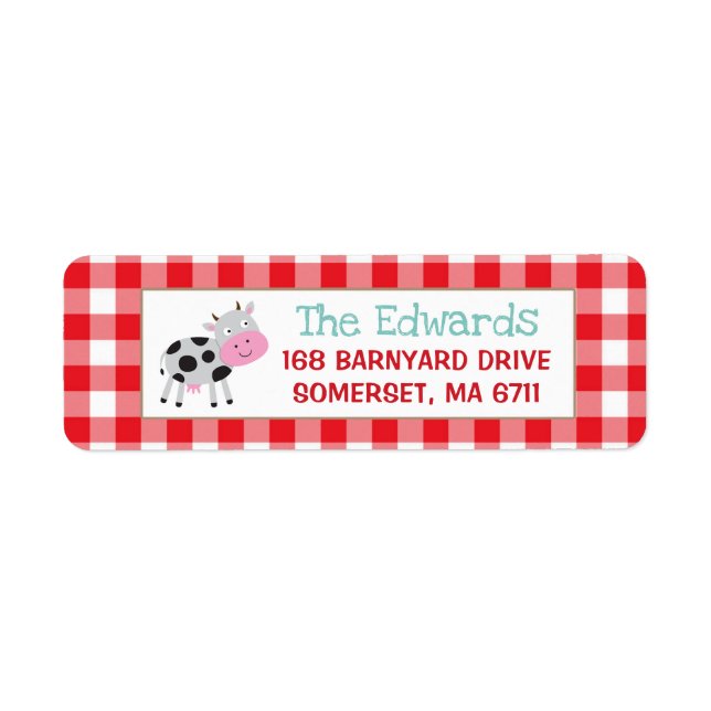 Farm Return Address Labels Farmyard Birthday Party (Front)