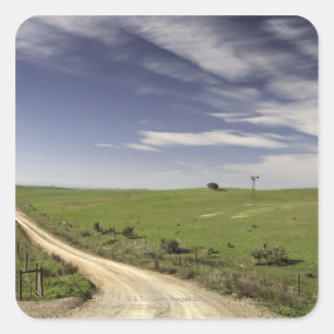 Farm road twining between wheat fields, Caledon, Square Sticker