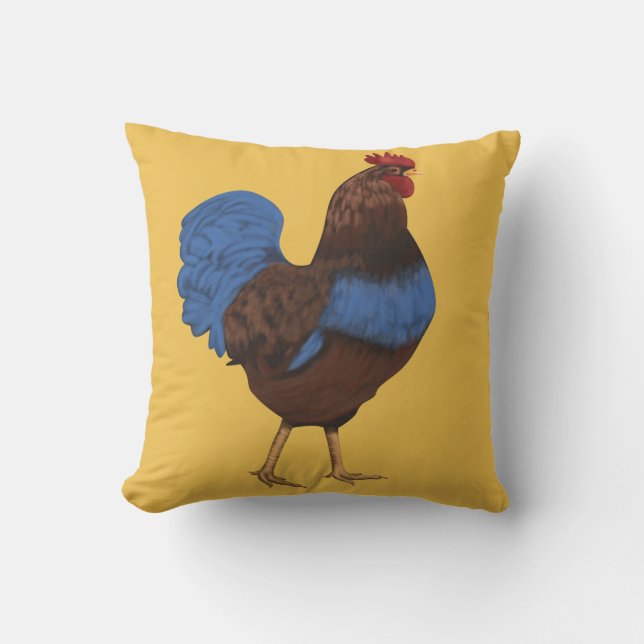 Farm Rooster Painting Custom Throw Pillow (Front)